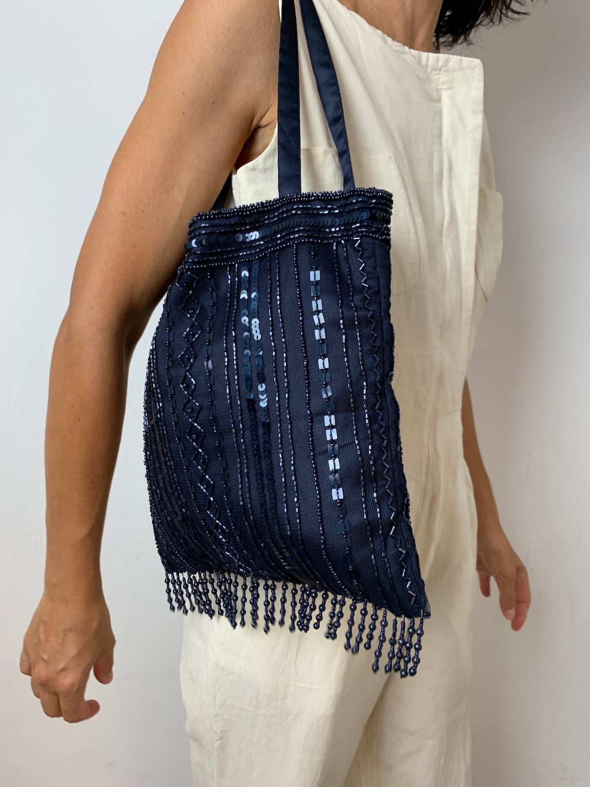 Vintage satin and beads bag