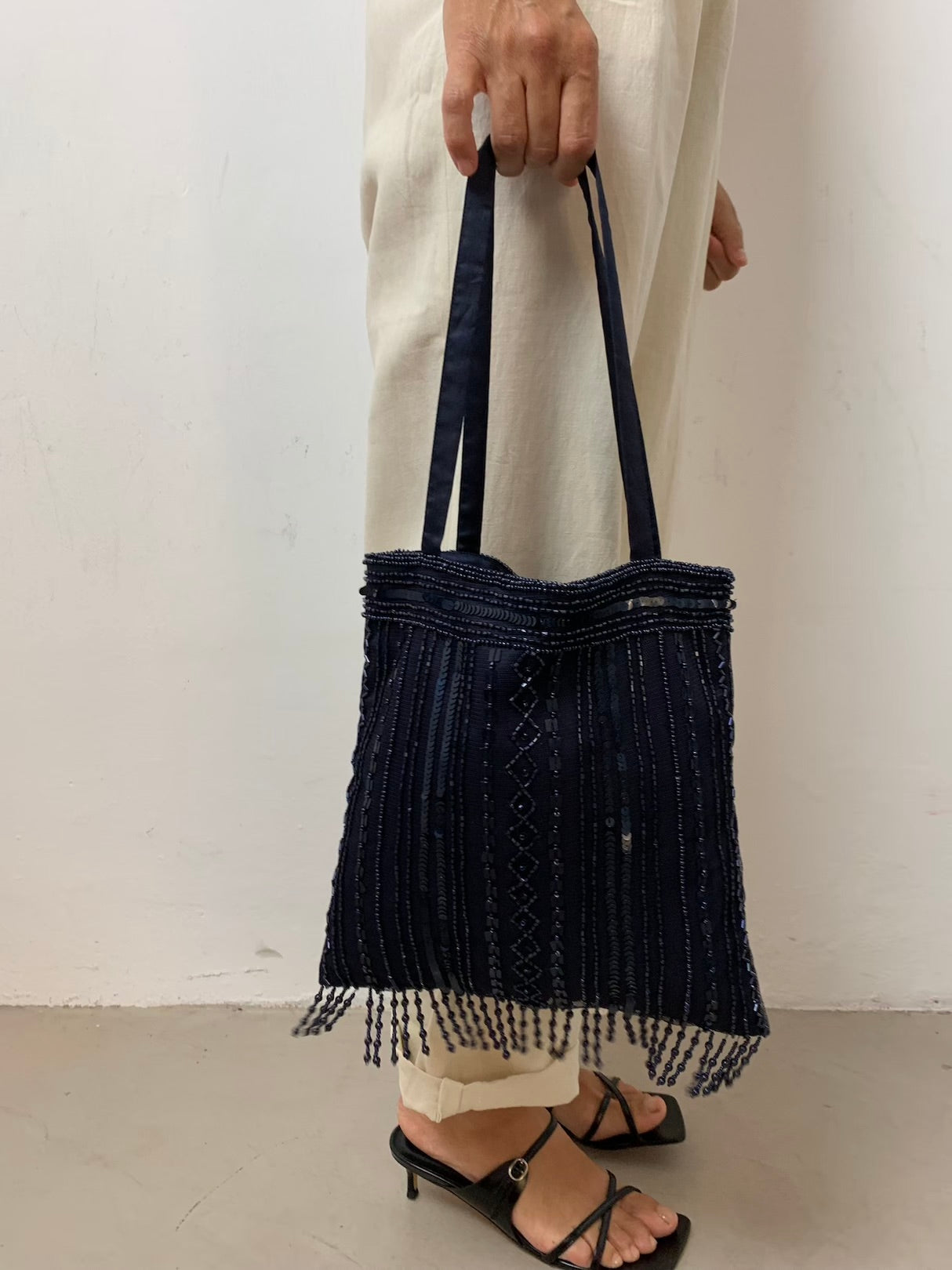 Vintage satin and beads bag