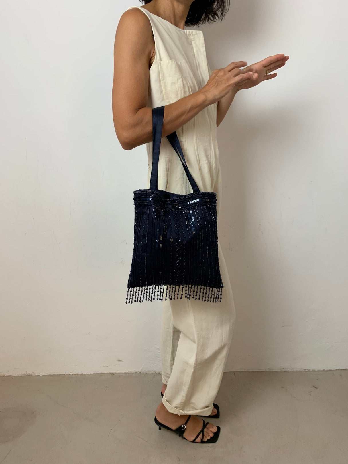 Vintage satin and beads bag