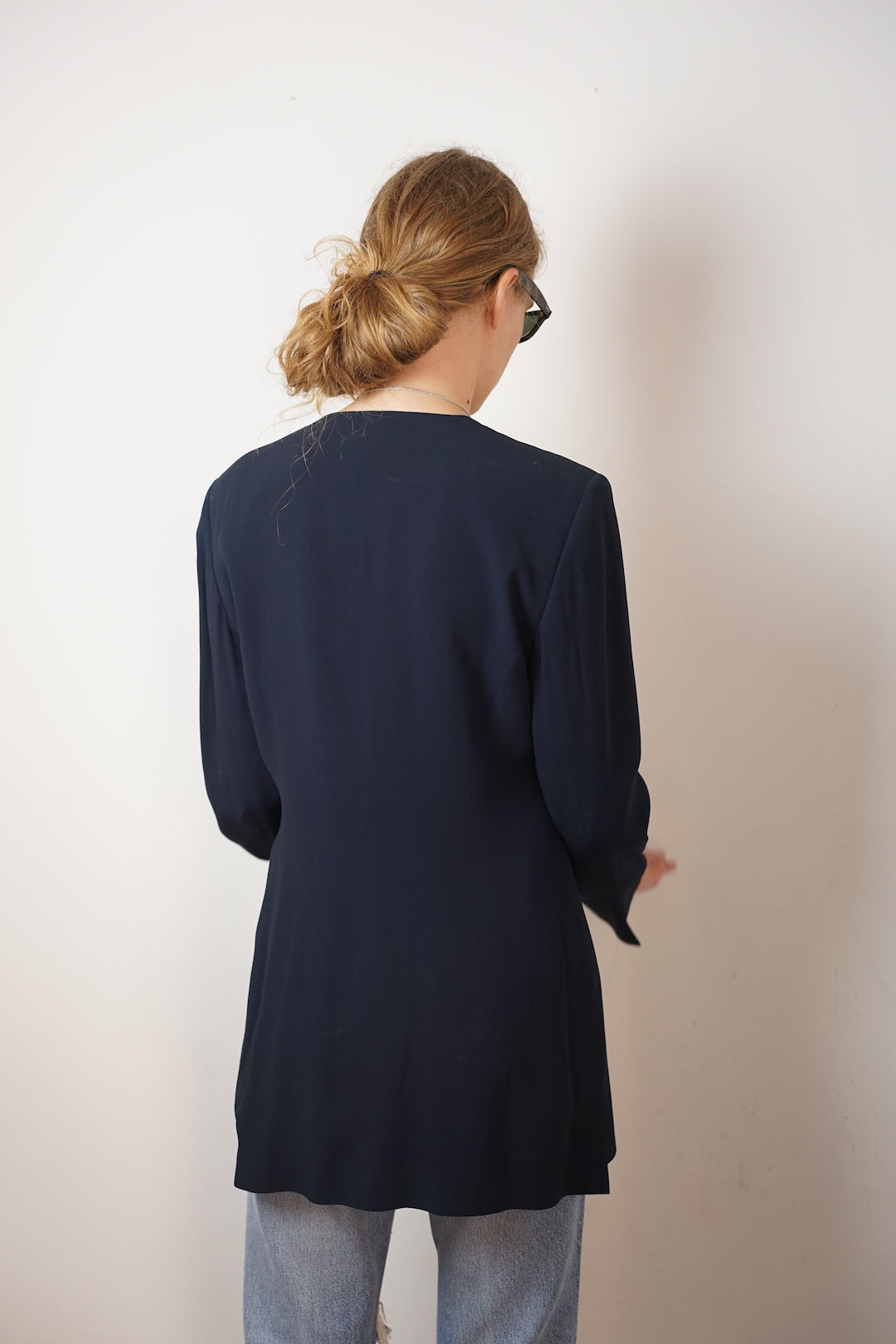 Long navy vintage blazer