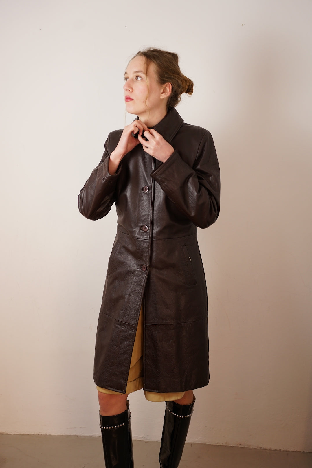 Vintage leather overcoat