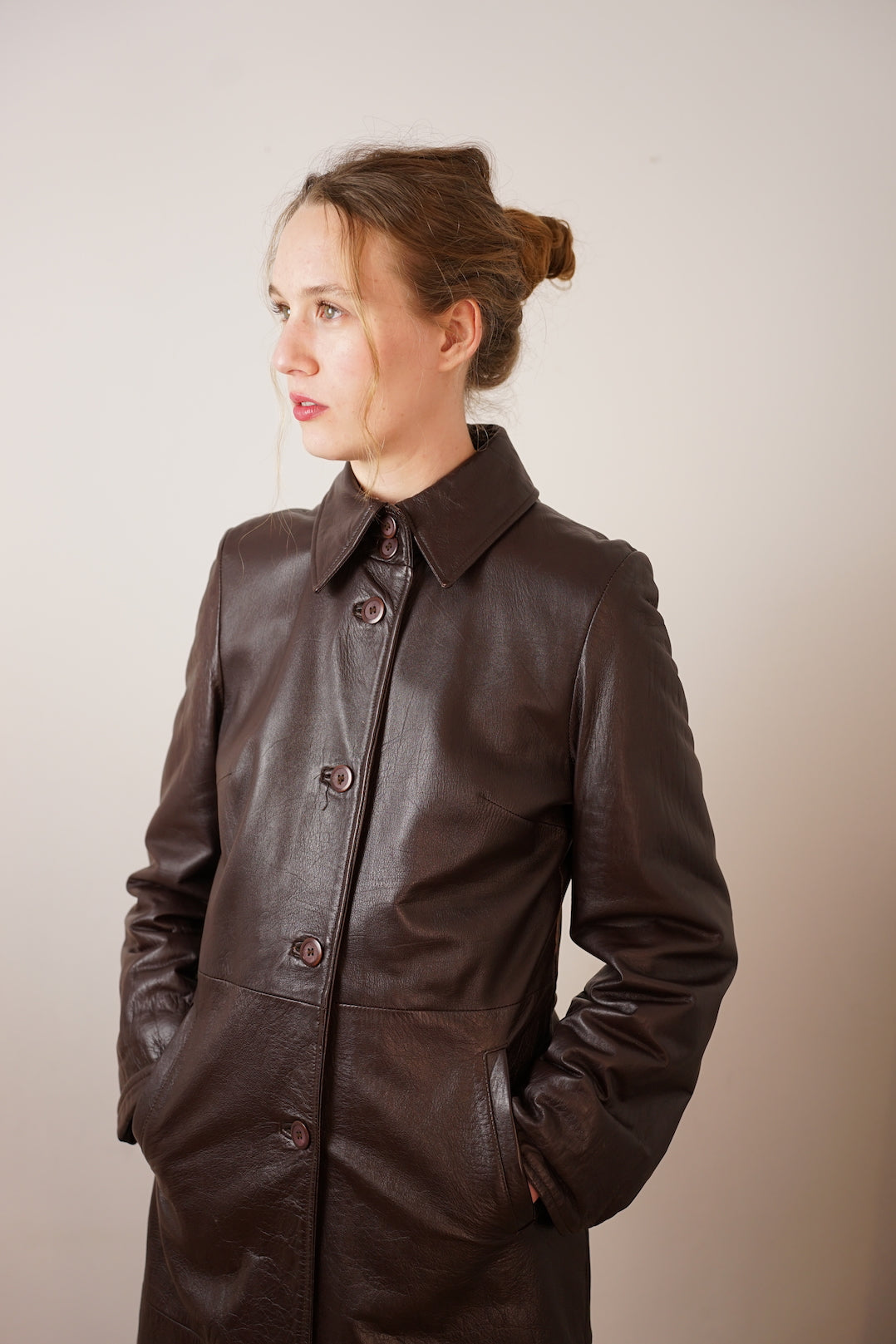 Vintage leather overcoat