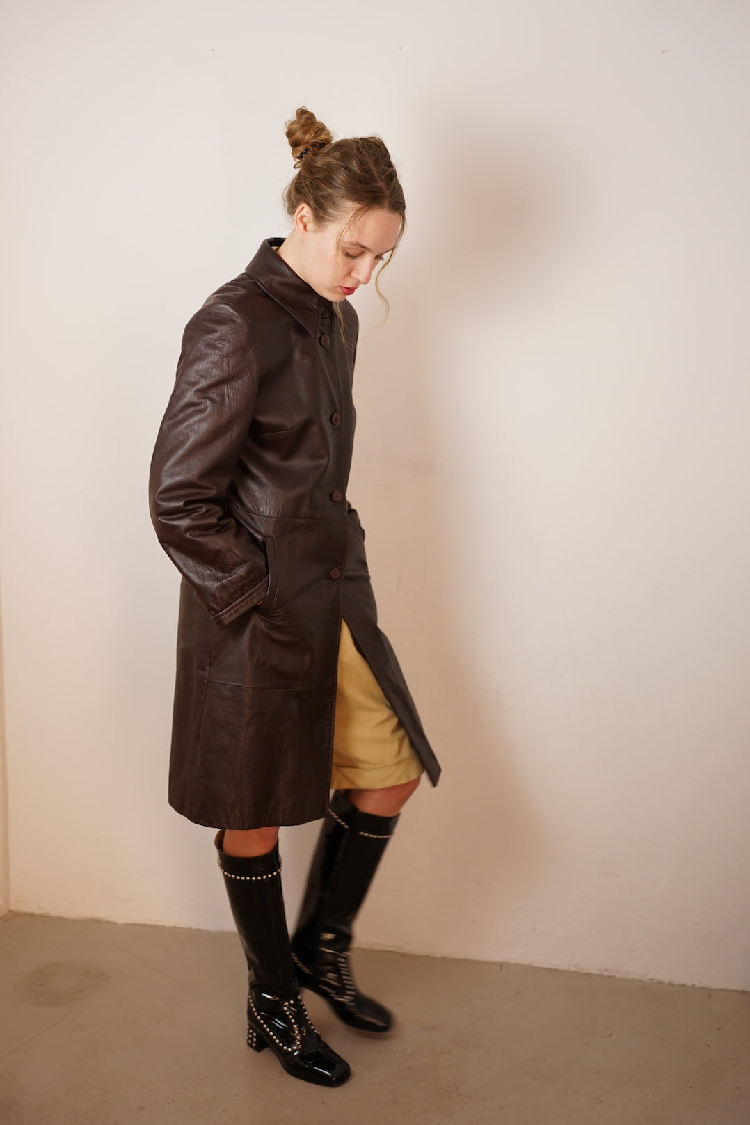 Vintage leather overcoat