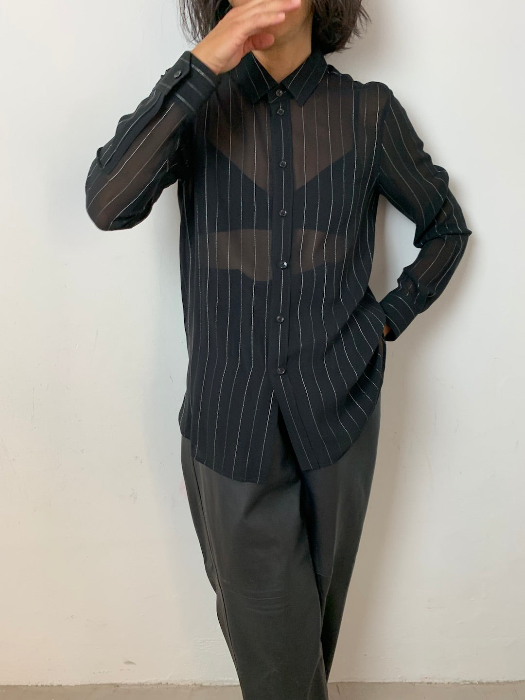 Saint Laurent black sheer silk shirt