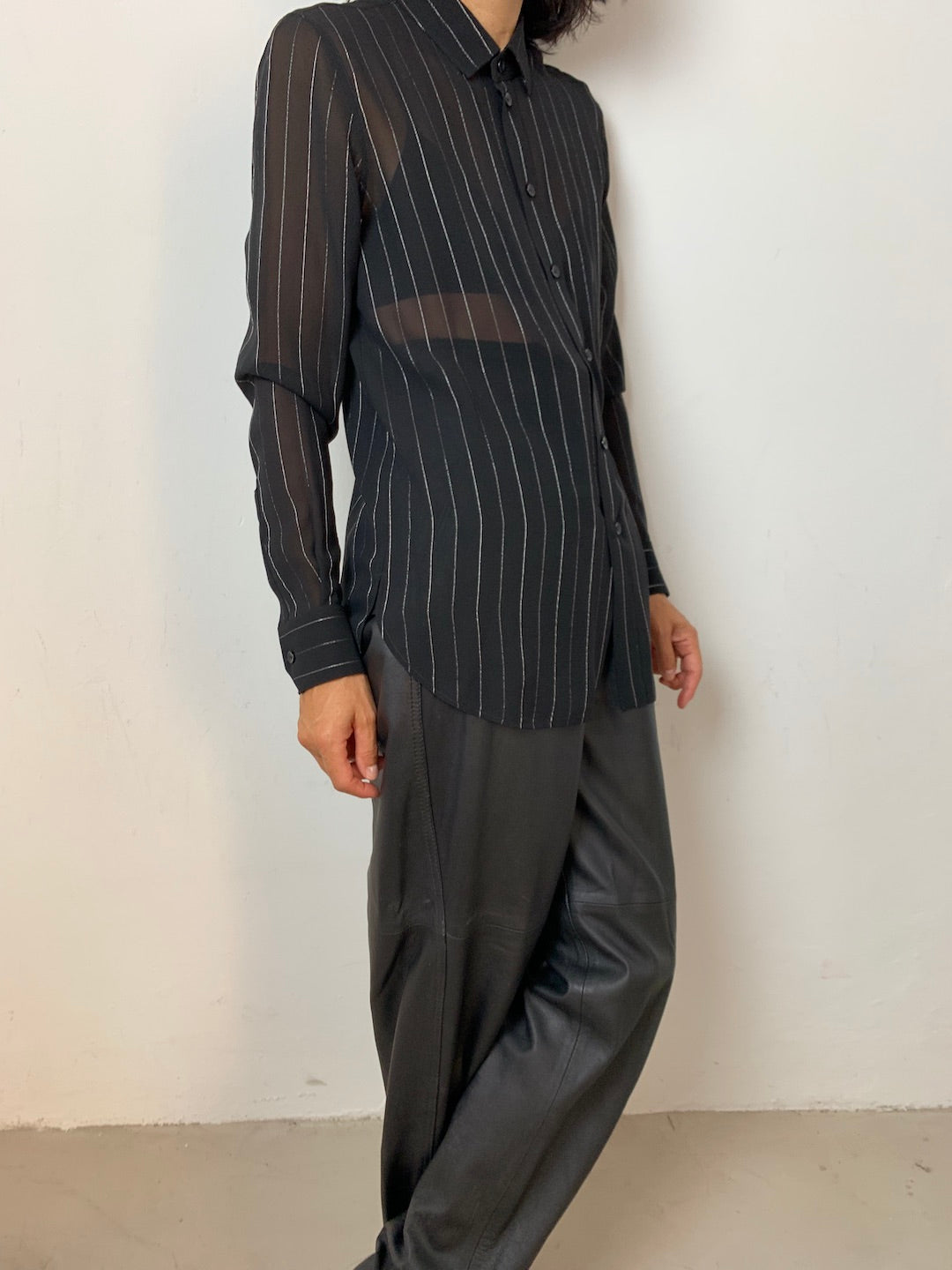 Saint Laurent black sheer silk shirt