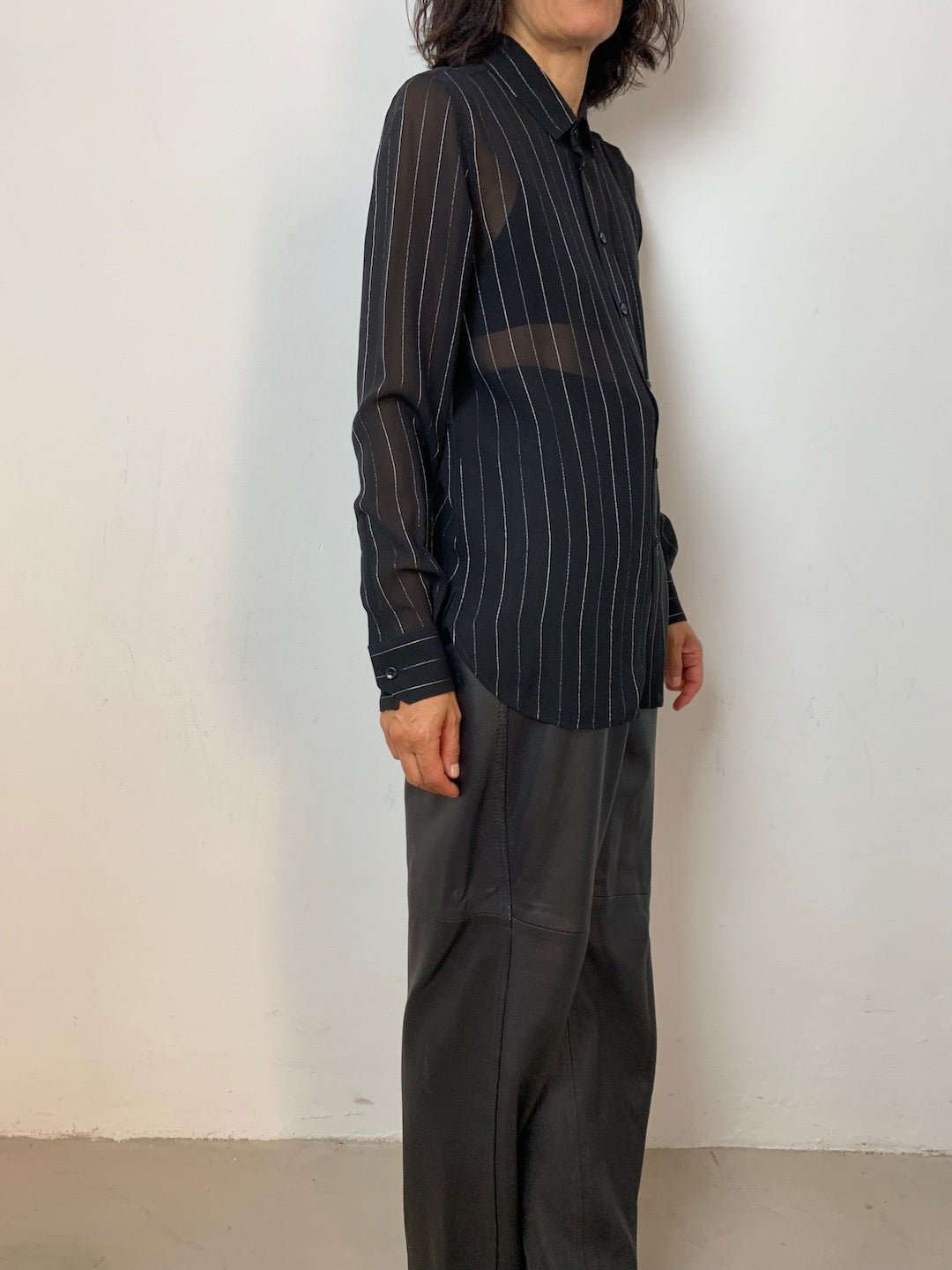 Saint Laurent black sheer silk shirt