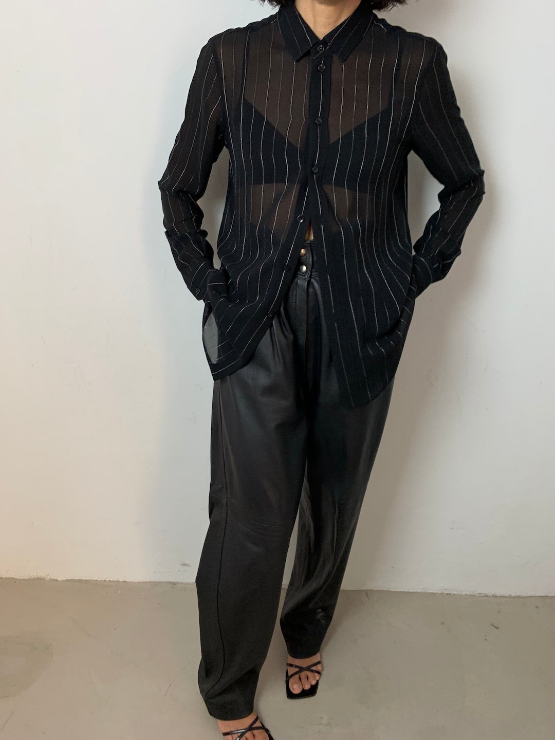 Saint Laurent black sheer silk shirt