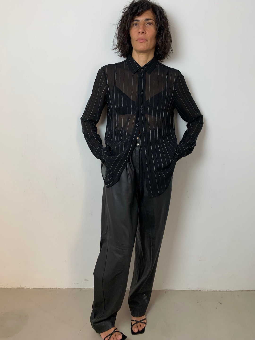 Saint Laurent black sheer silk shirt