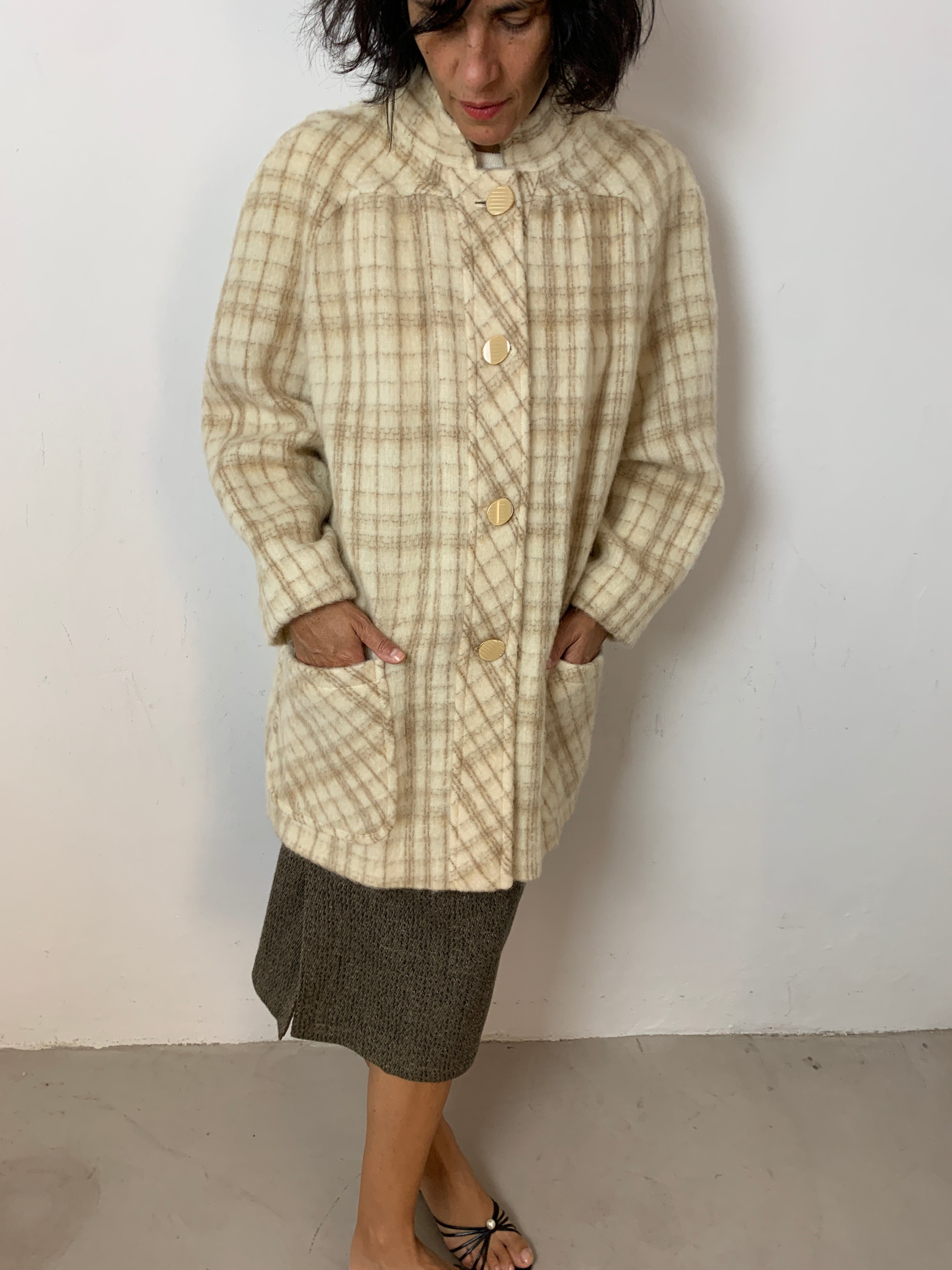 Vintage check mohair coat