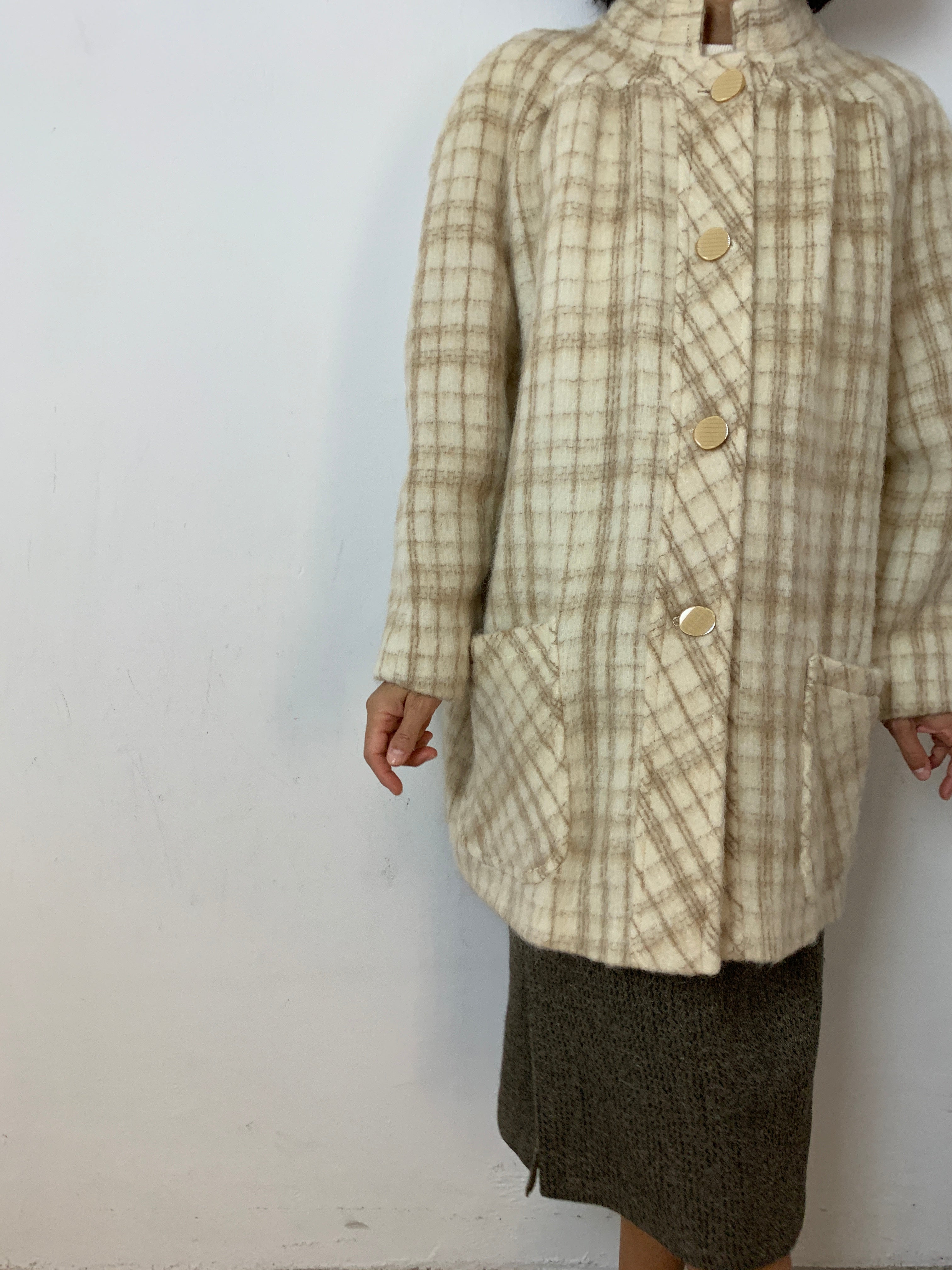 Vintage check mohair coat