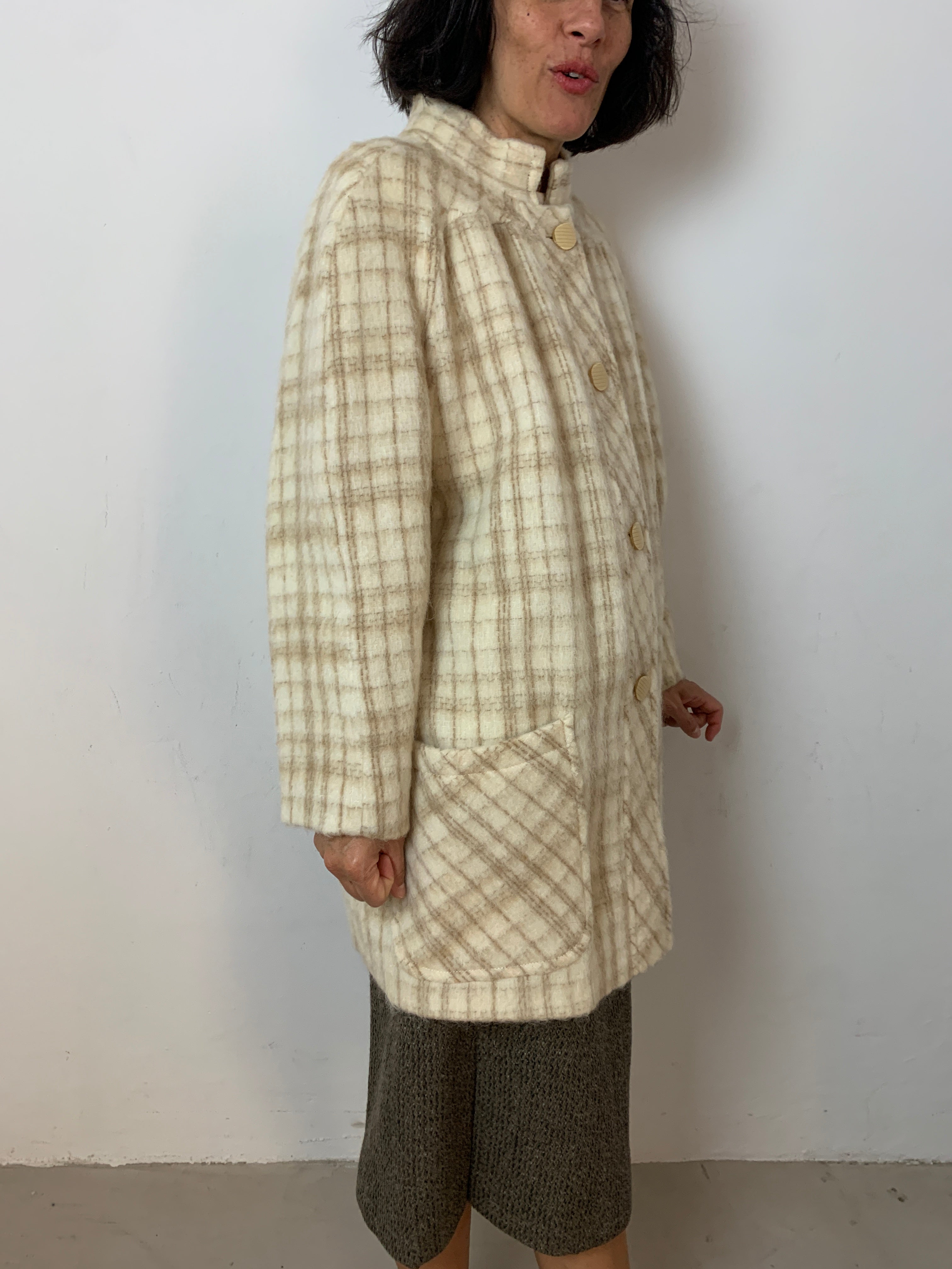 Vintage check mohair coat