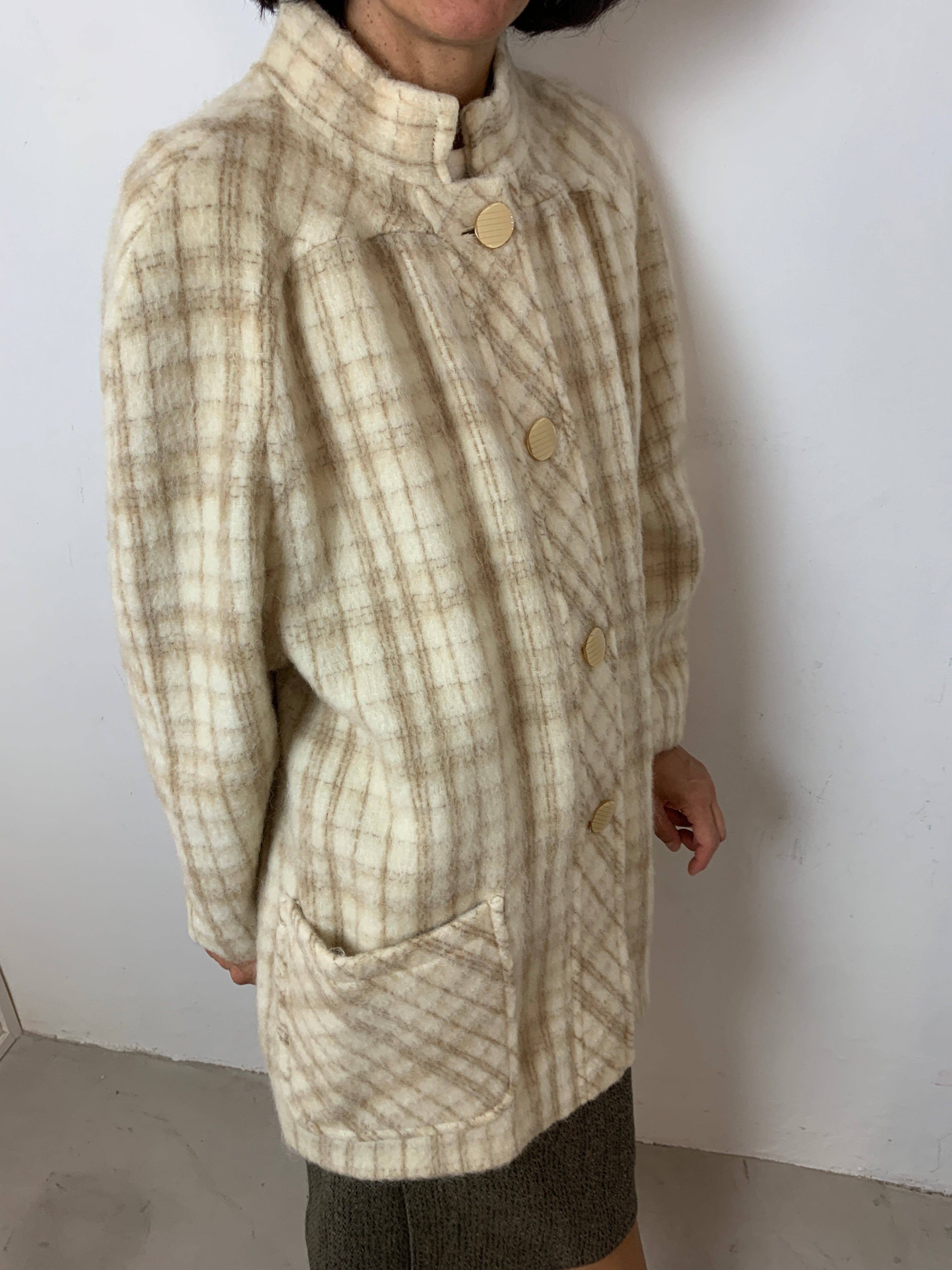 Vintage check mohair coat