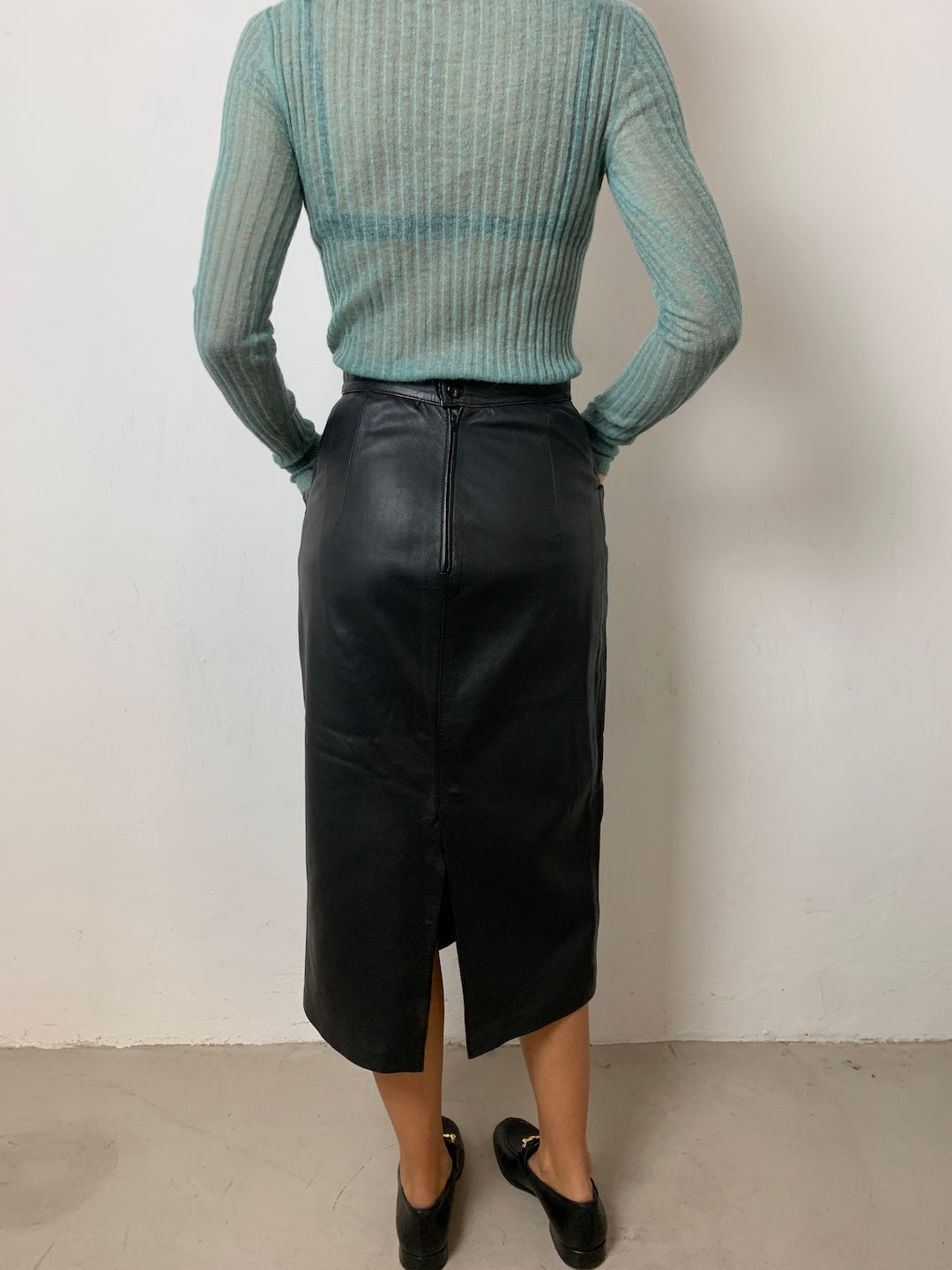 80s vintage leather skirt