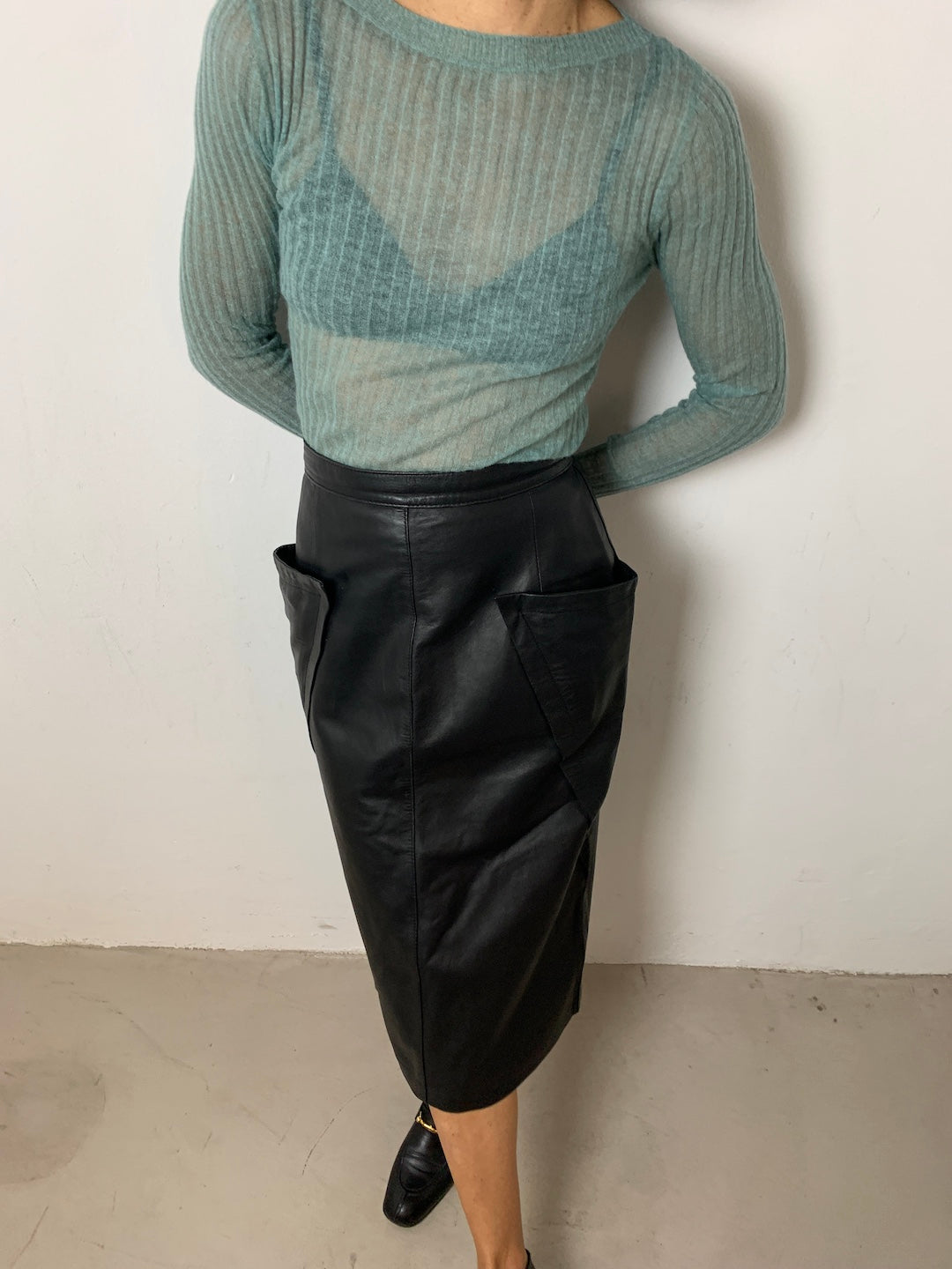 80s vintage leather skirt