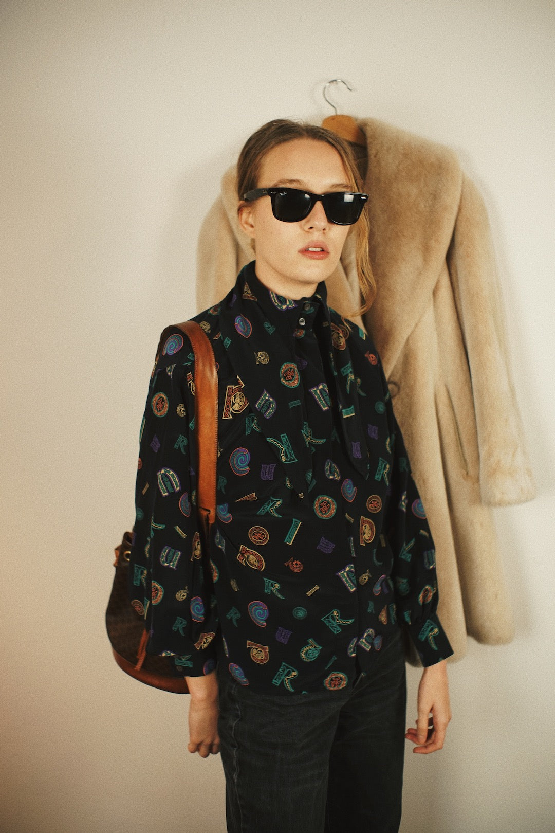 80's Cholé by Karl Lagerfeld printed silk blouse