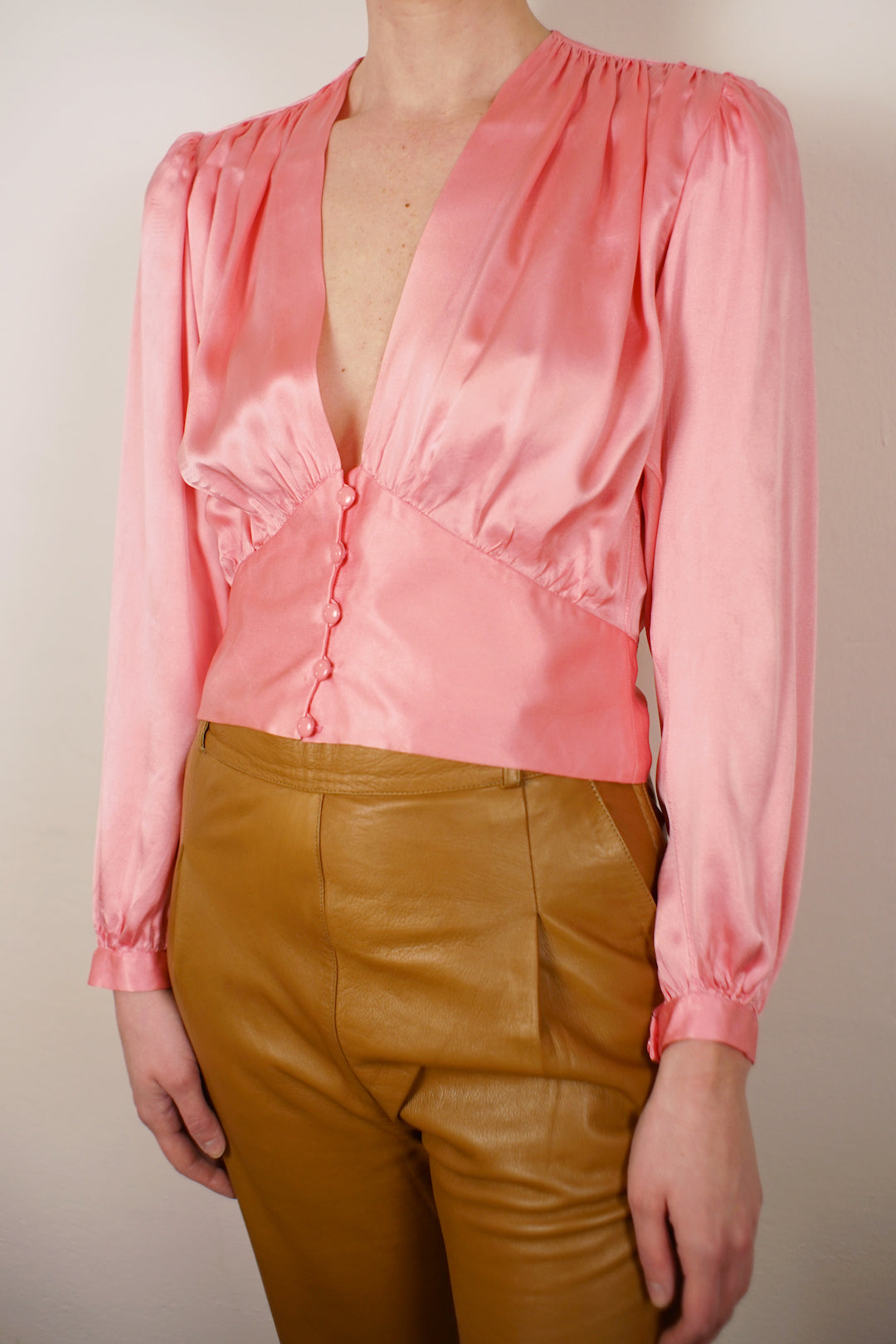1970's Vintage Yves Saint Laurent Rive Gauche Pink Blouse