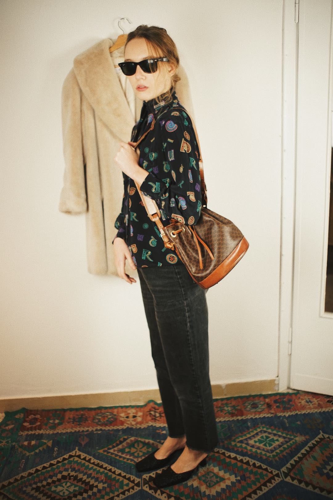 80's Cholé by Karl Lagerfeld printed silk blouse