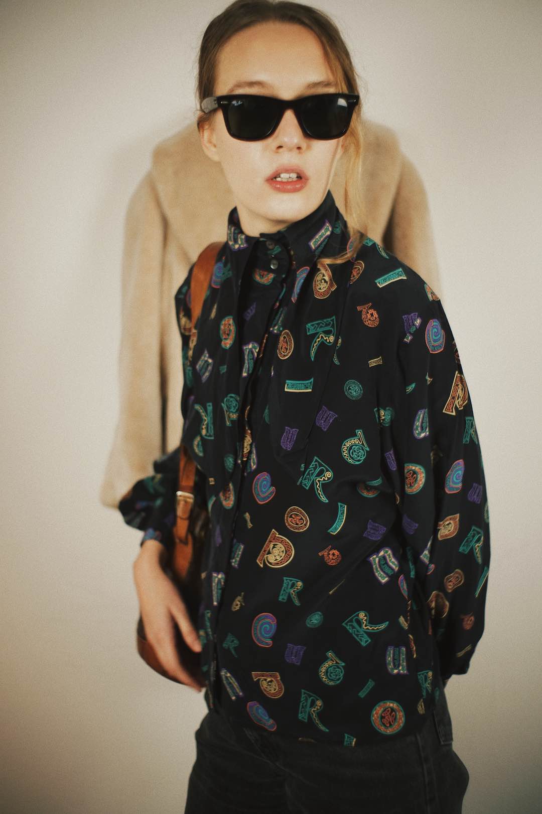 80's Cholé by Karl Lagerfeld printed silk blouse