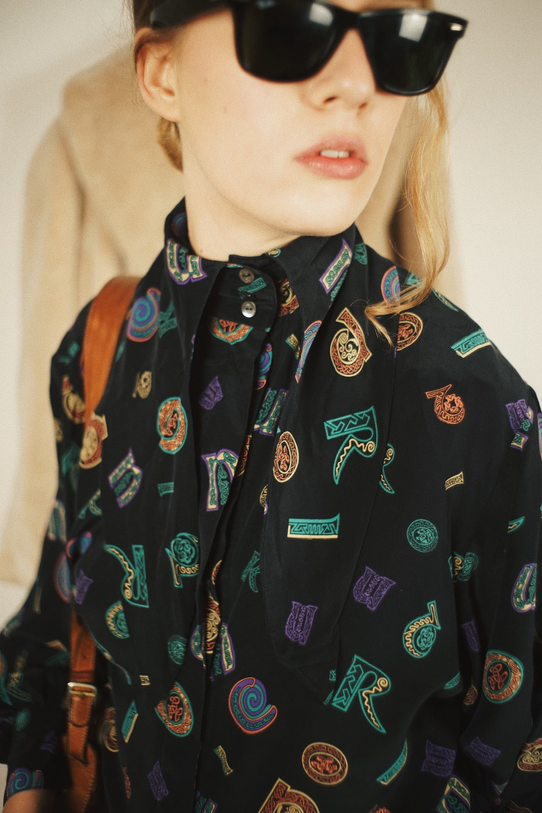80's Cholé by Karl Lagerfeld printed silk blouse
