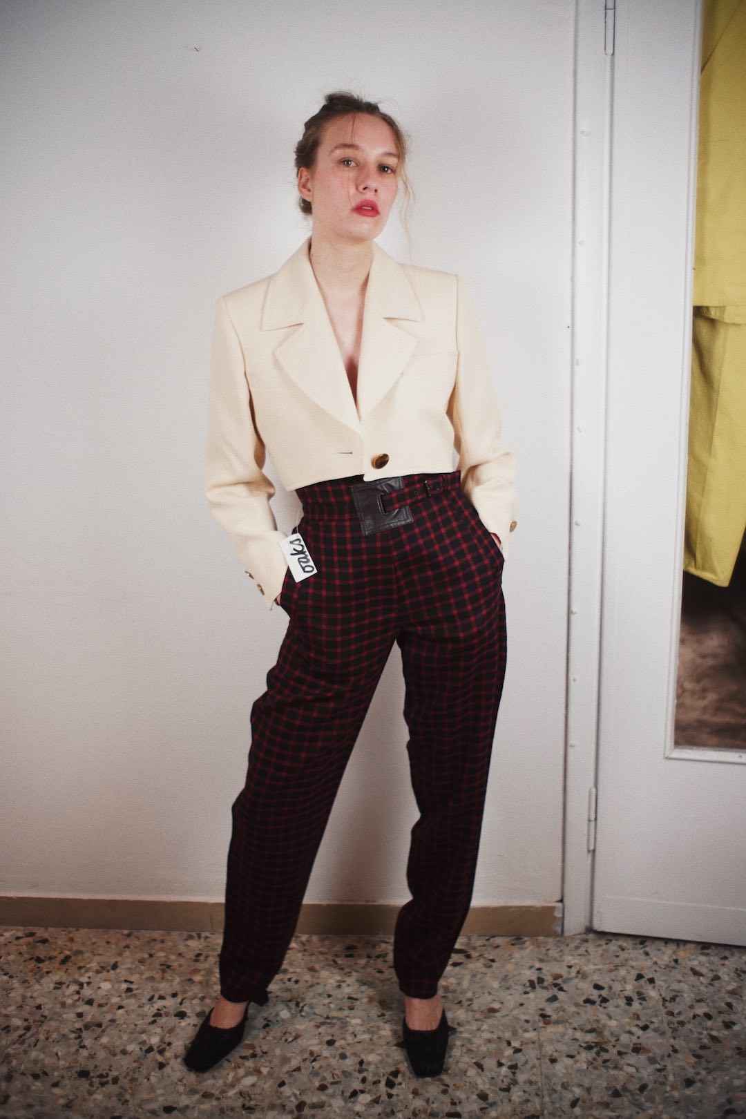 Yves Saint Laurent Rive Gauche cream jacket.