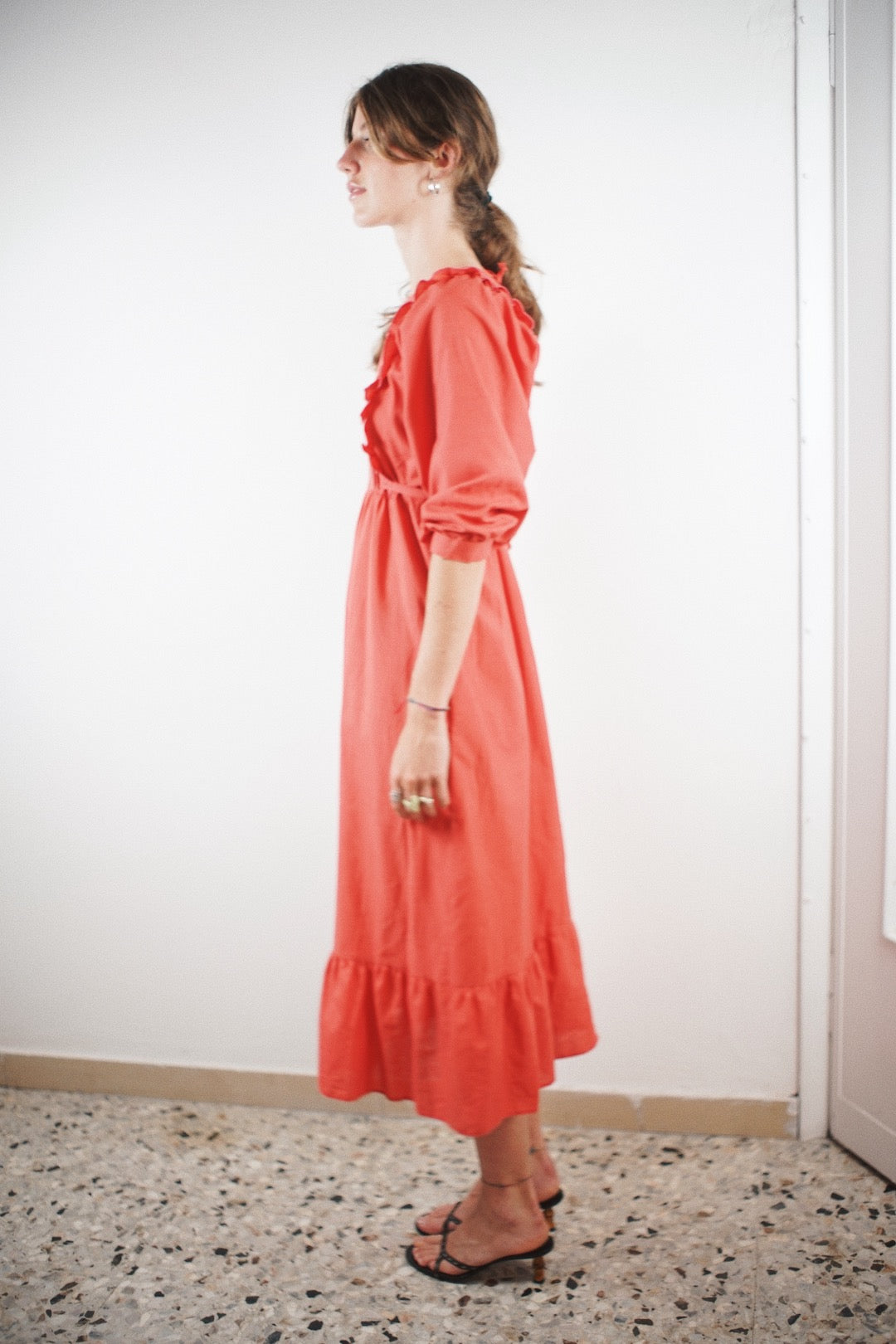 Vintage ruffles cotton dress