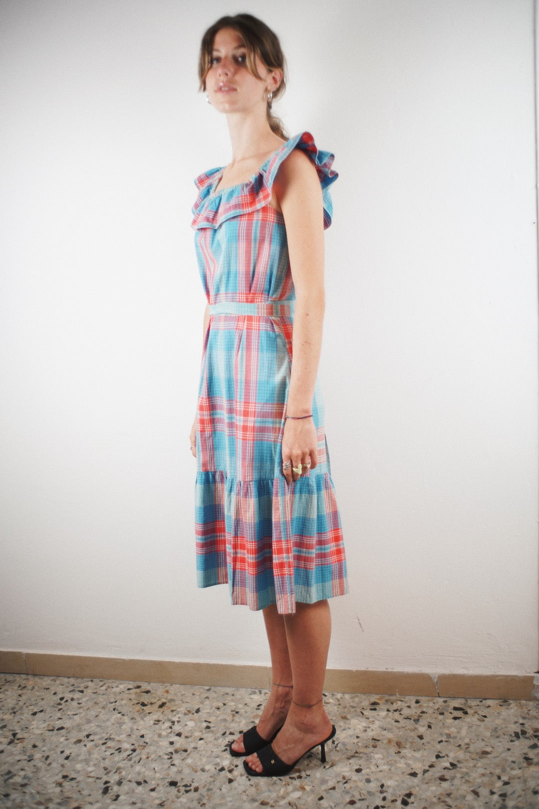 Vintage 70's check cotton dress