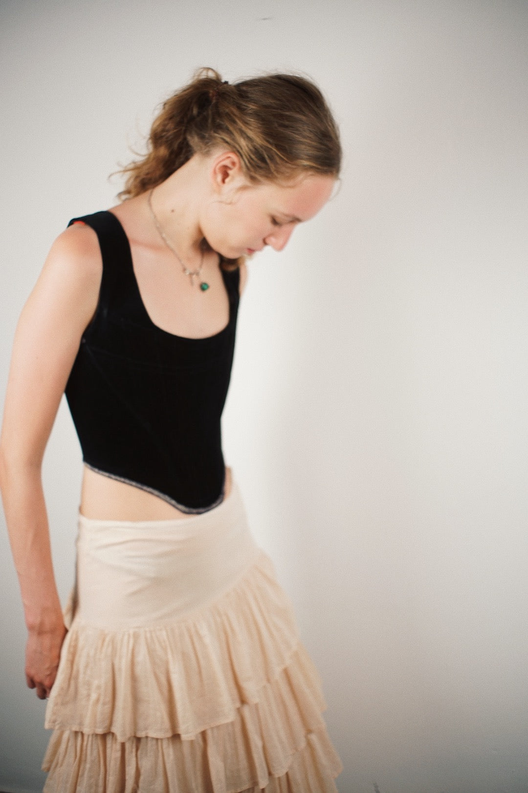 Pale pink ruffles skirt