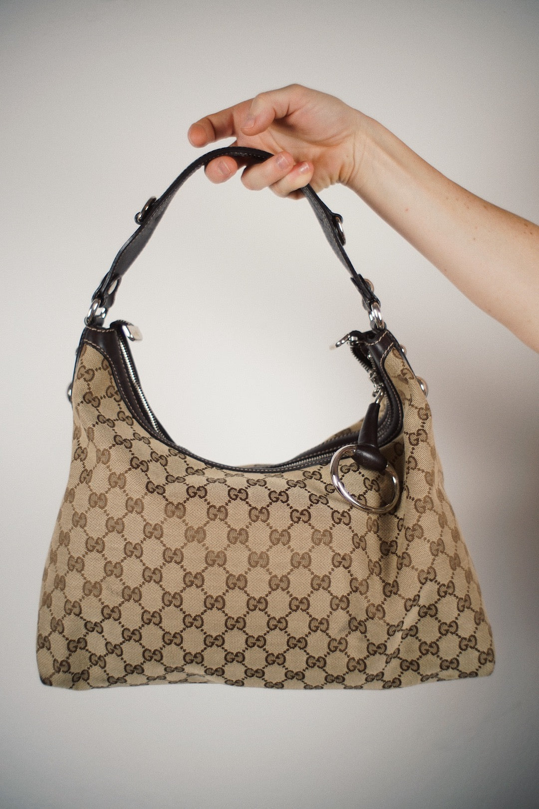 Gucci 1990s Monogram GG Hobo Canvas Shoulder Bag · INTO