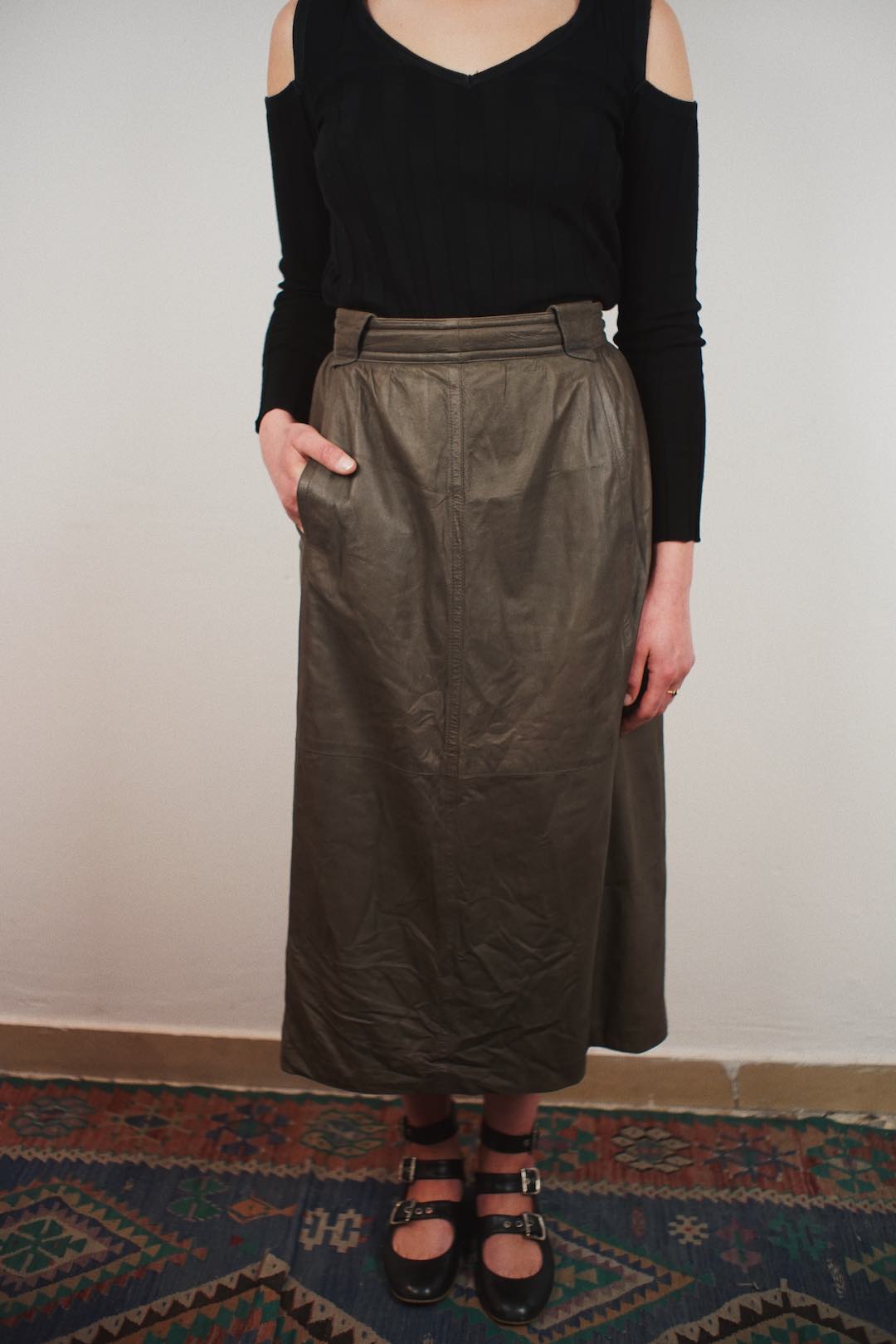 Jil Sander+ long wrap leather skirt