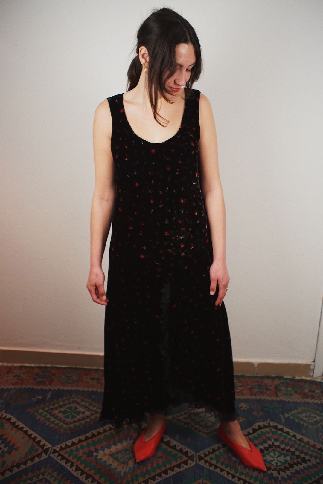 Vintage Mariella Burani velvet printed long dress