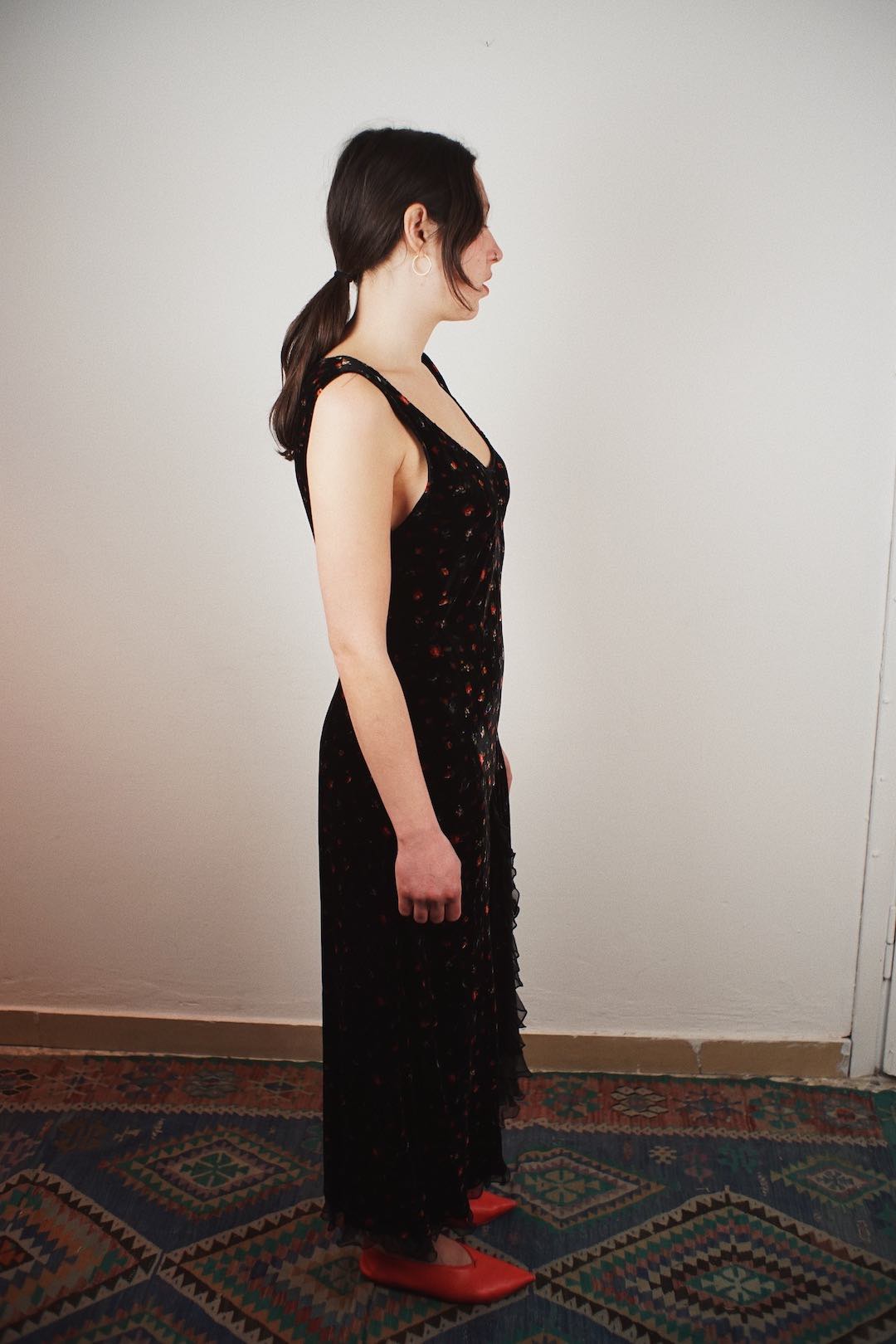 Vintage Mariella Burani velvet printed long dress
