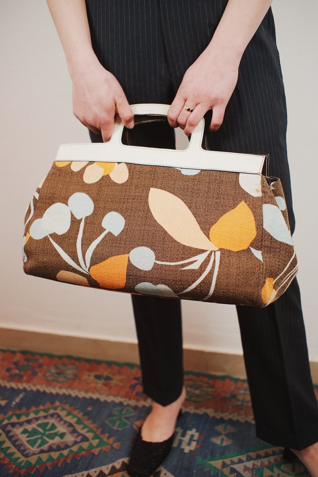 Miu Miu printed canvas and leather bag