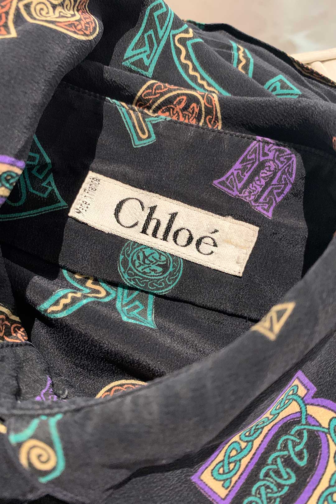 80's Cholé by Karl Lagerfeld printed silk blouse